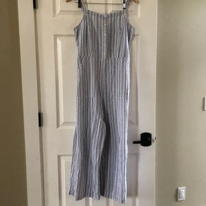 blue pinstripe romper in medium from Old Navy.